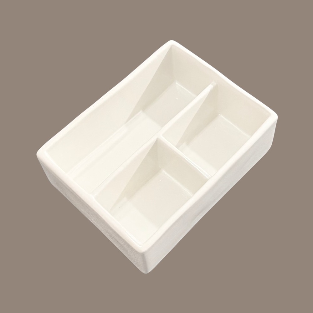 Rae Dunn Jewelry Ceramic Trinket Box with Lid Divided Organizer White - Picture 7 of 9